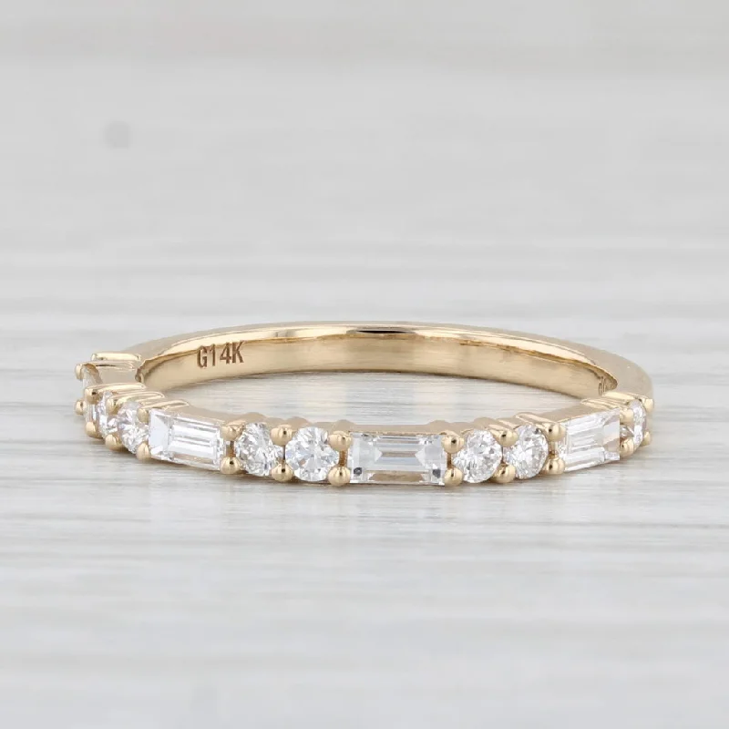 women’s romantic halo engagement rings-New 0.49ctw Stackable Diamond Ring 14k Yellow Gold Wedding Band Size 6.5