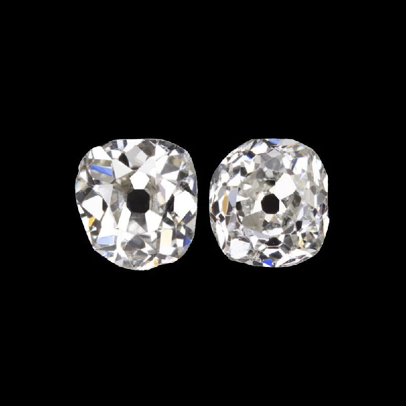 women’s chandelier earrings-0.59ct OLD MINE CUT DIAMOND STUD EARRINGS I VS2-SI1 PAIR ANTIQUE PAIR ESTATE