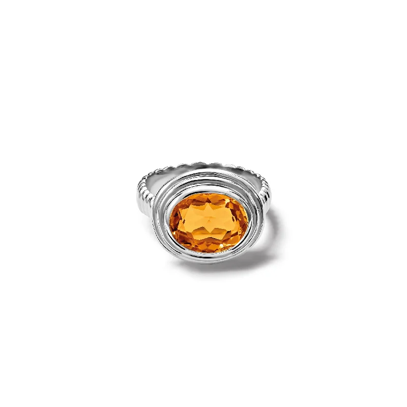 women’s vintage gemstone rings-Whirlpool II Ring Silver - Citrine