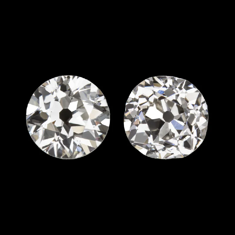 women’s twisted earrings-VINTAGE DIAMOND STUD EARRINGS OLD EUROPEAN CUT 3/4 CARAT I VS2 LOOSE PAIR ESTATE