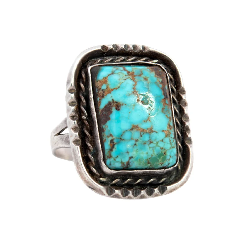 women’s engraved rings-Vintage Native American Sterling + Turquoise Ring