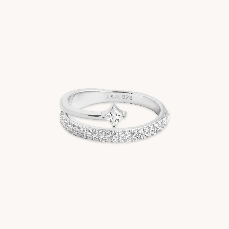 women’s wedding band rings-Pavé Crystal Illusion Ring in Silver