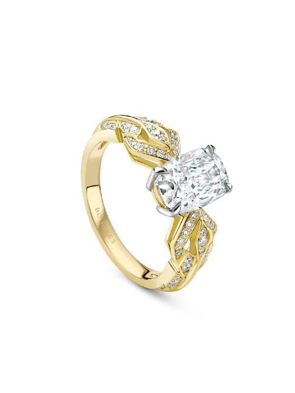 women’s vintage diamond engagement rings-Peace of Mined Yellow Gold Diamond Ring