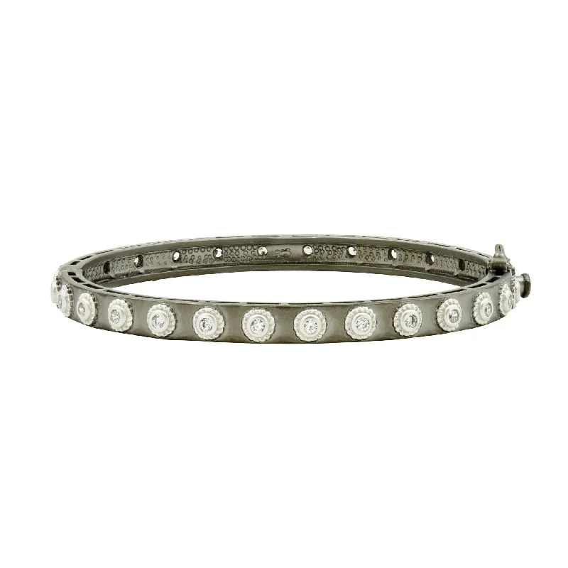 women’s vintage bracelets-Studded Eternity Hinge Bangle