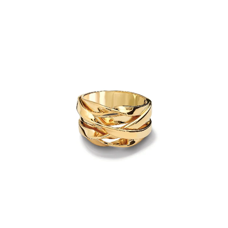 women’s anniversary rings-Tagliatelle Ring Yellow Gold