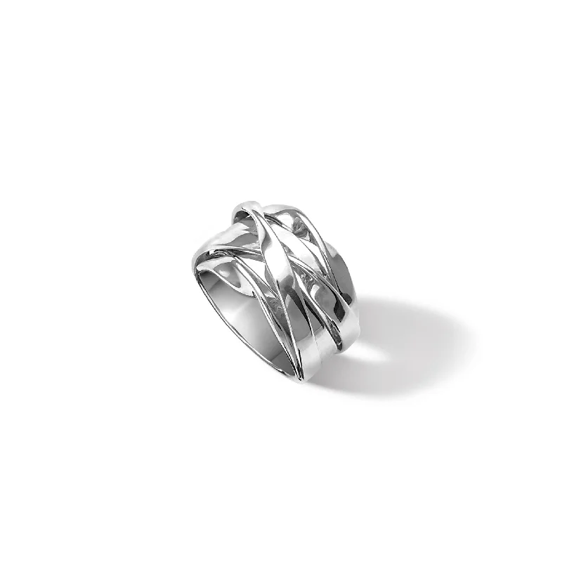 women’s diamond halo rings-Tagliatelle Ring Silver