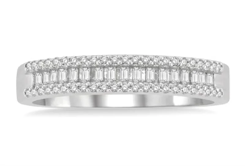 women’s pear shaped engagement rings-14K White Gold Stackable Baguette Diamond Ring