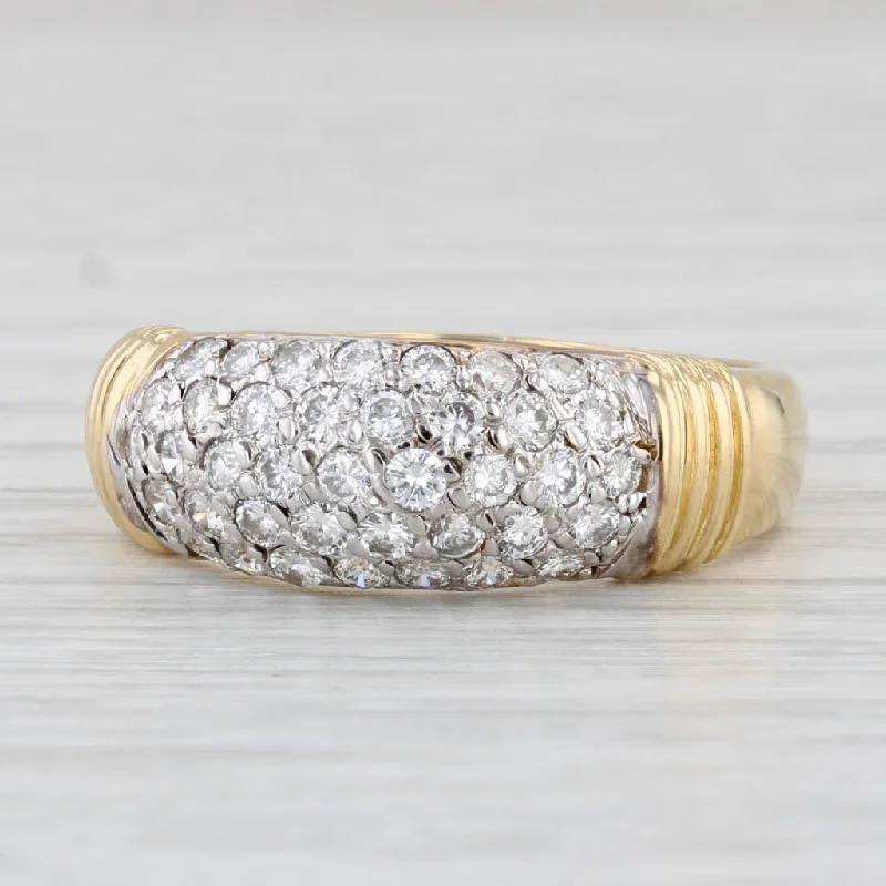 women’s engagement rings with vintage designs-0.80ctw Pave Diamond Ring 18k Yellow Gold Size 8.5 Wedding Band