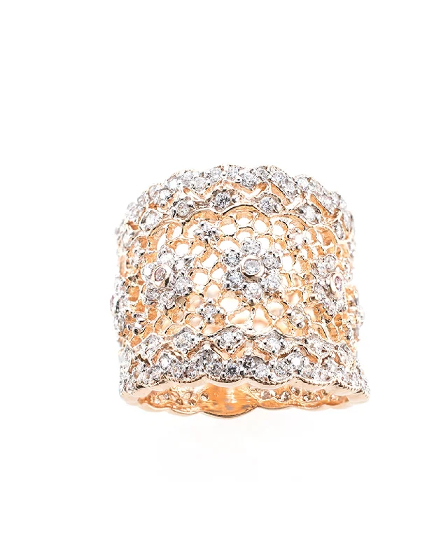 women’s stackable silver rings-Rose Gold Filigree Ring