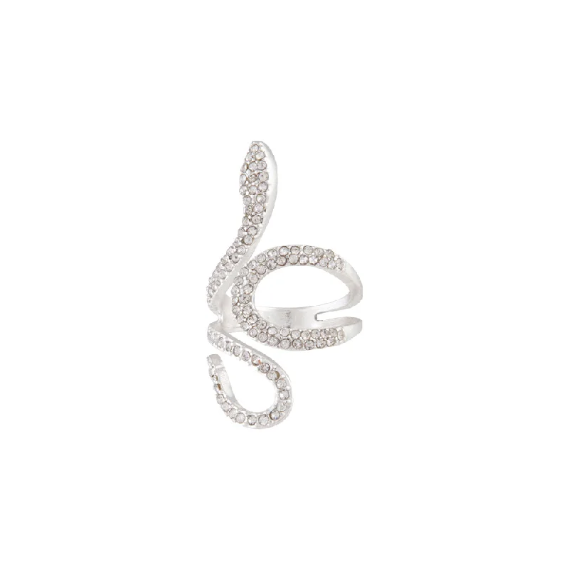 women’s romantic rings-Diamante Swirl Snake Ring