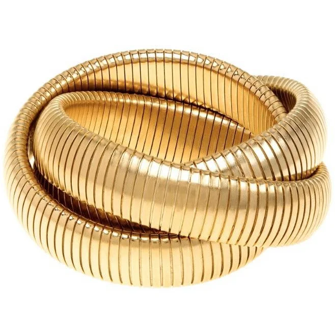 women’s wedding bracelets-Gold triple wrap