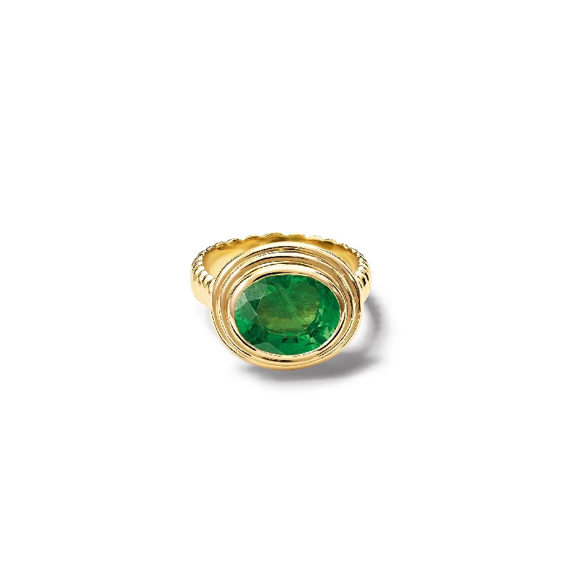 women’s eternity diamond rings-Whirlpool II Ring 18ct Yellow Gold - Tsavorite Garnet