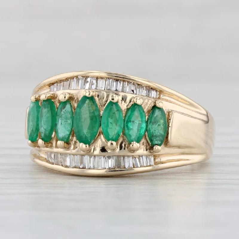 women’s custom gold engagement rings-1.57ctw Emerald Diamond Ring 14k Yellow Gold Size 7.25 Cocktail