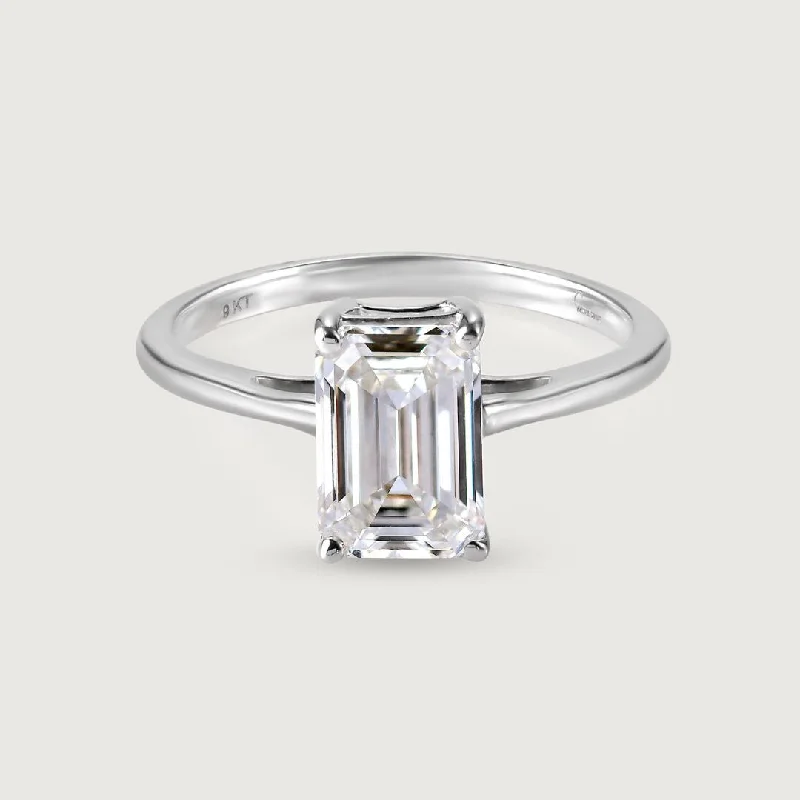 women’s vintage-inspired engagement rings-2Ct Solitaire Emerald Cut Lab Grown Diamond Ring in Platinum