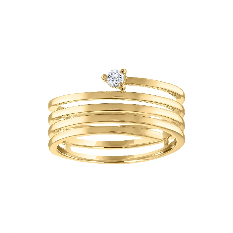 women’s yellow gold diamond engagement rings-14KT GOLD FIVE ROW DIAMOND RING