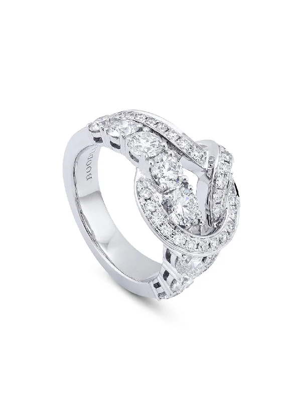 women’s three-stone engagement rings-The Knot Medium White Gold Diamond Ring