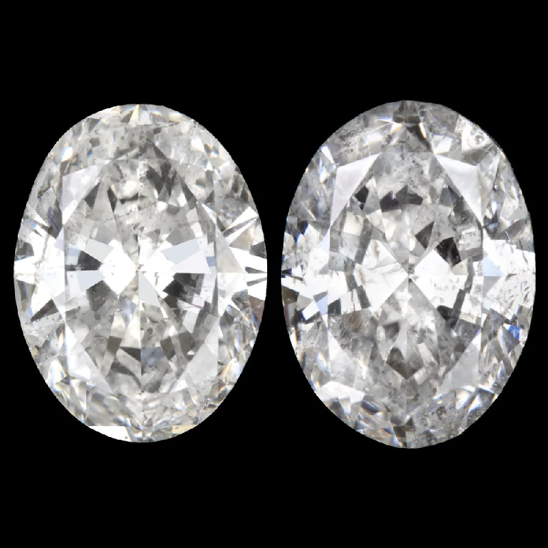 women’s diamond stud earrings-2.12ct OVAL CUT DIAMOND STUD EARRINGS 8mm MATCHING PAIR NATURAL EARTH MINED 2ct