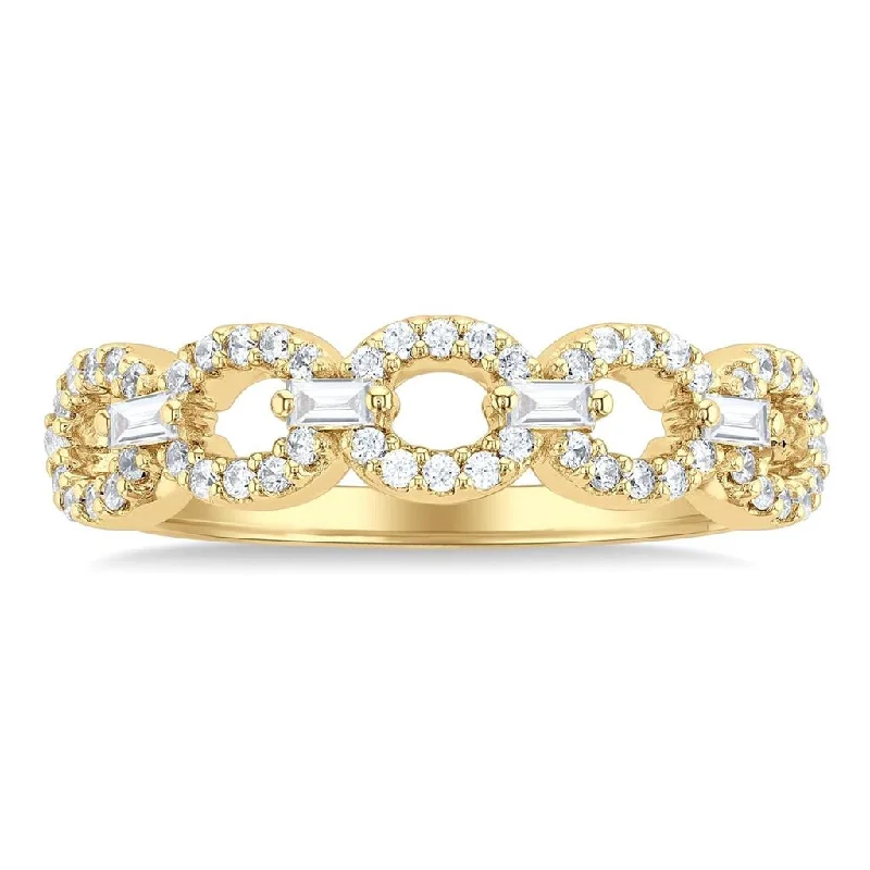 women’s romantic engagement rings-10K Yellow Gold Open Link Diamond Ring