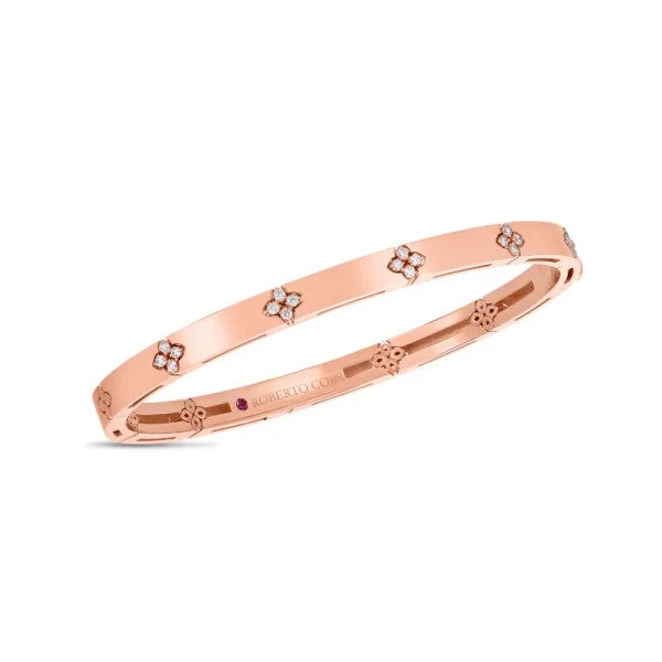 women’s sterling silver bangles-18K GOLD LOVE IN VERONA NARROW WIDTH DIAMOND ACCENT BANGLE