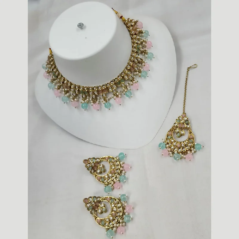 women’s sterling silver necklaces-Padmawati Bangles Gold Plated Polki Kundan Stone And Pearls Necklace Set