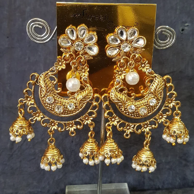 women’s twirl earrings-Shreeji Gold Plated Crystal Stone Jhumki Earrings