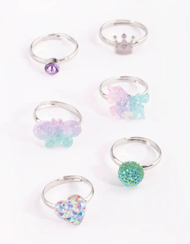 women’s princess-cut rings-Kids Butterfly Ombre Ring Pack