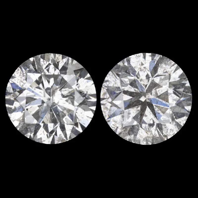 women’s custom earrings-3.58ct DIAMOND STUD EARRINGS VERY GOOD ROUND BRILLIANT CUT NATURAL PAIR 3.5ct