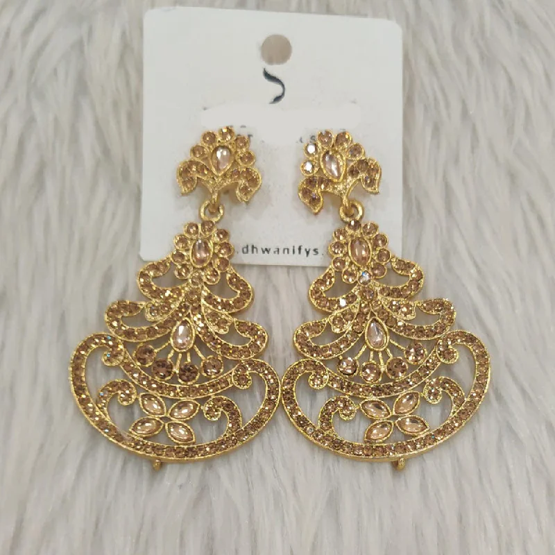 women’s classic earrings-Dhwani Gold Plated Austrian Stone Dangler Earrings