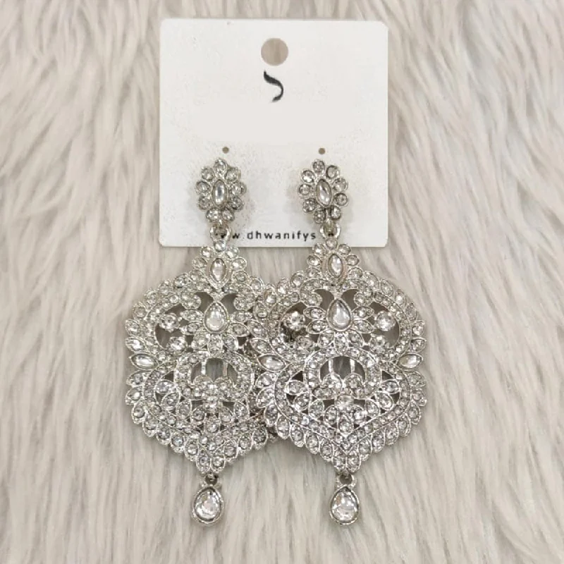 women’s trendy earrings-Dhwani Silver Plated Austrian Stone Dangler Earrings