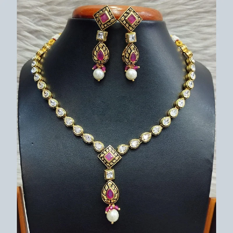 women’s geometric necklaces-Jain Jewellers Gold Plated Polki Kundan Necklace Set