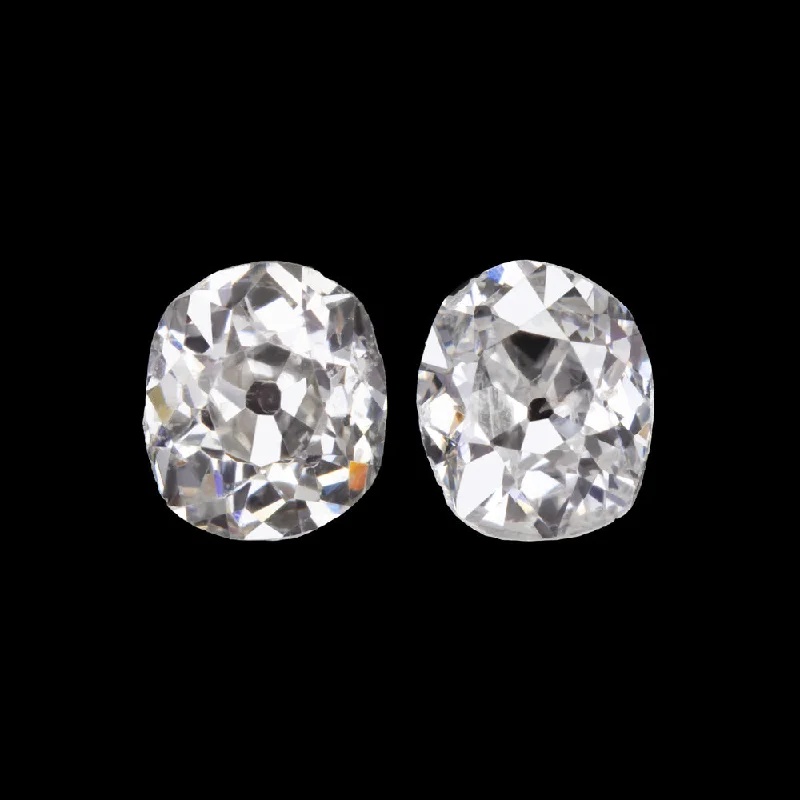 women’s sapphire earrings-0.60ct OLD MINE CUT DIAMOND STUD EARRINGS H-J SI1 PAIR ANTIQUE PAIR ESTATE 2/3ct