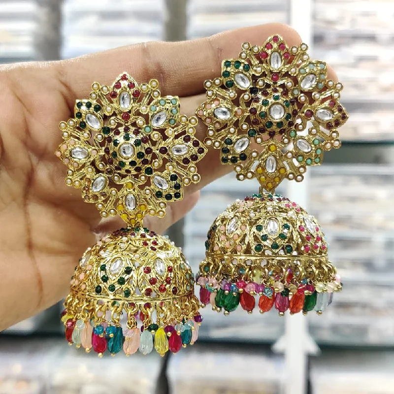 women’s everyday earrings-Kavita Art Gold Plated Kundan Stone And Pearl Jhumki Earrings