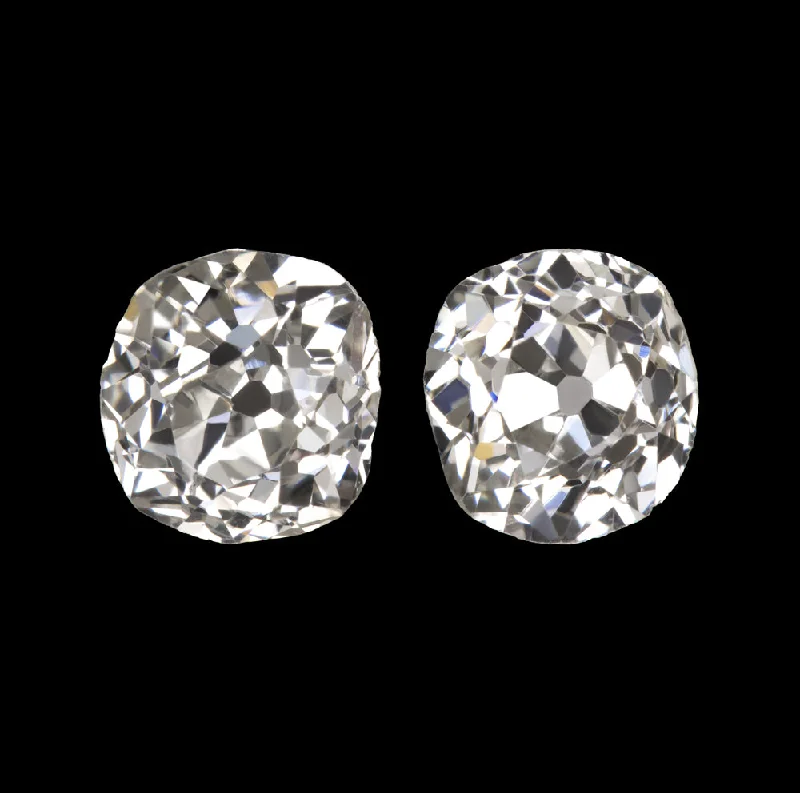 women’s minimalist earrings-0.69ct OLD MINE CUT DIAMOND STUD EARRINGS H-I VS2 ANTIQUE PAIR LOOSE NATURAL