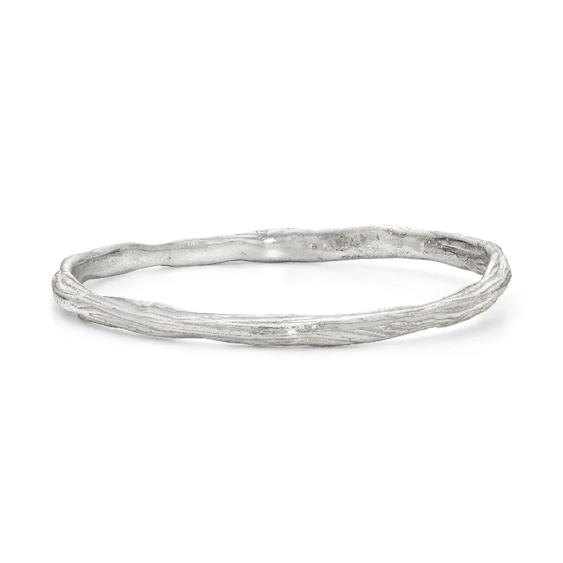 women’s open cuff bracelets-Ripple Bangle Silver