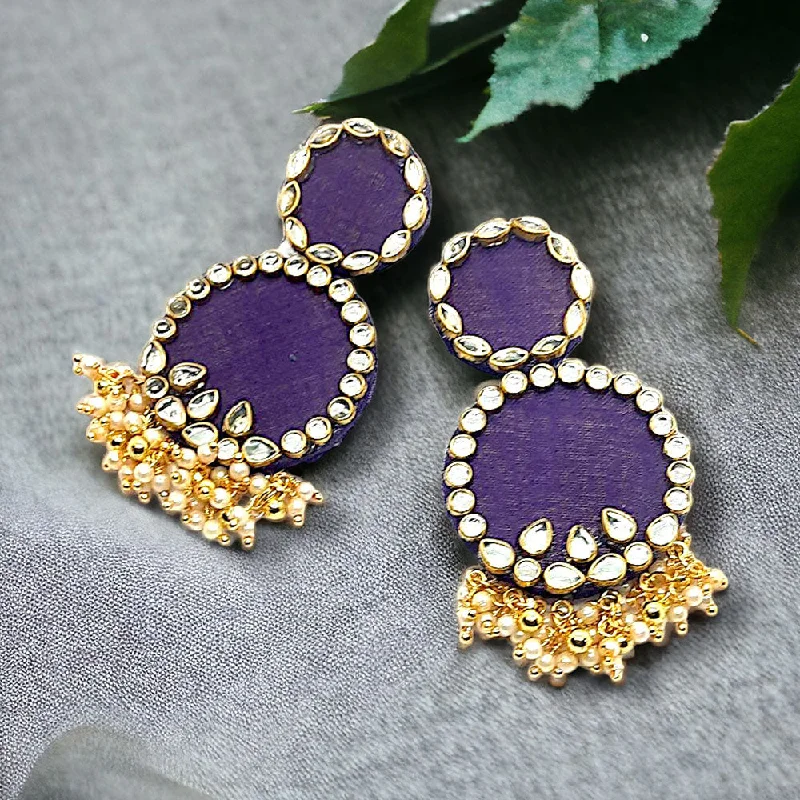 women’s gold hoop earrings-Bajana Lifestyle Women's Handmade Purple Fabric Earrings