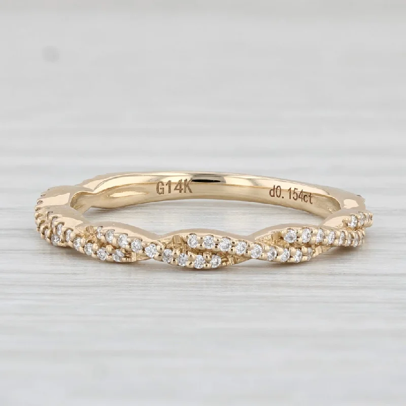 women’s nature inspired engagement rings-New 0.15ctw Stackable Diamond Ring 14k Yellow Gold Wedding Band Size 6.25