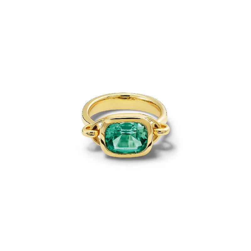 women’s large statement rings-Baguette Ring 18ct Yellow Gold - Mint Tourmaline