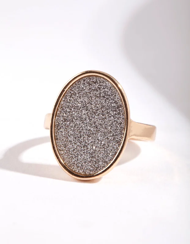 women’s signet rings-Gold Oval Glitter Paper Ring