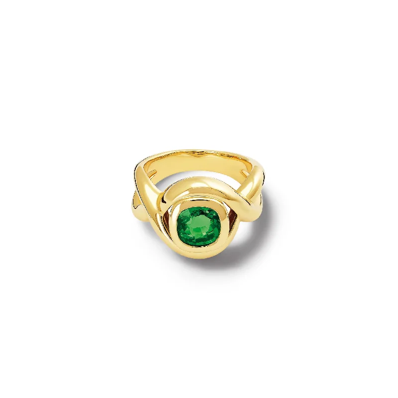 women’s luxury rings-Severine Small Ring 18ct Yellow Gold - Tsavorite Garnet