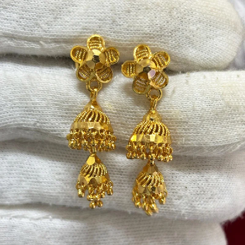 women’s drop earrings-Pari Art Jewellery Forming Gold Jhumki Earrings