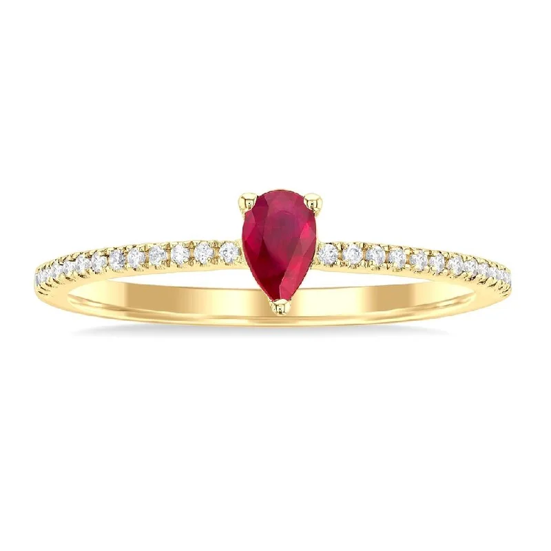 women’s silver engagement rings-10K Yellow Gold Classic Ruby And Diamond Ring