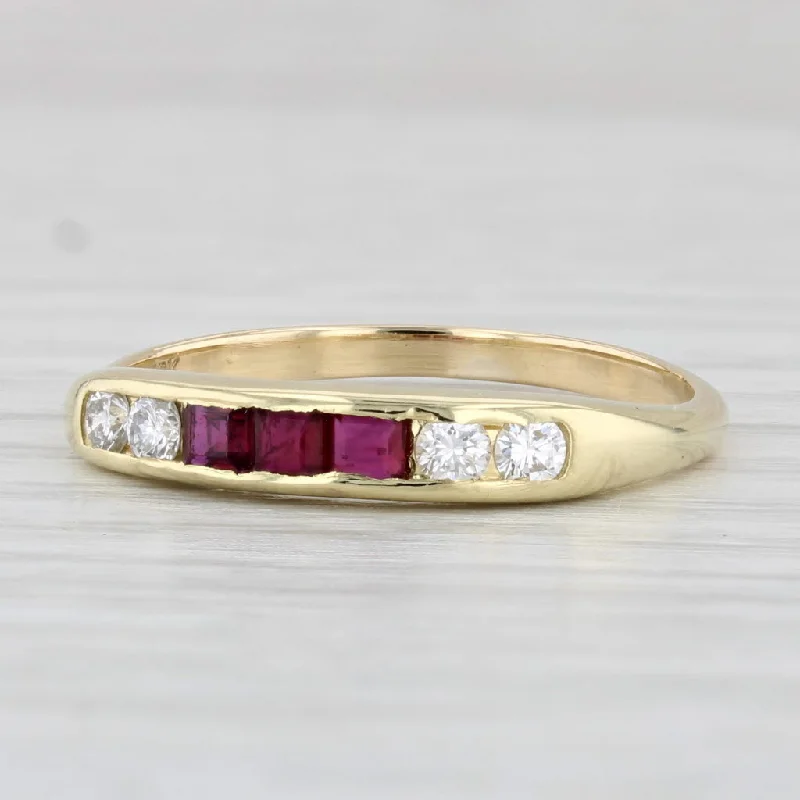 women’s custom engagement rings-0.46ctw Ruby Diamond Ring 18k Yellow Gold Stackable Wedding Band Size 8.5