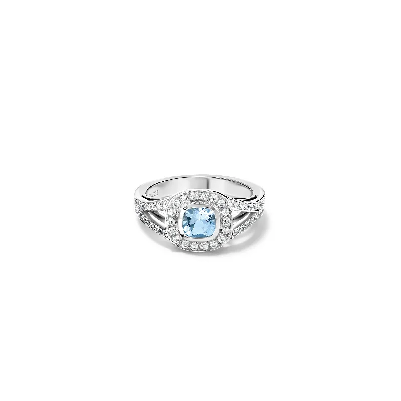 women’s fashion statement rings-Iola Ring 18ct White Gold - Aquamarine & Diamond