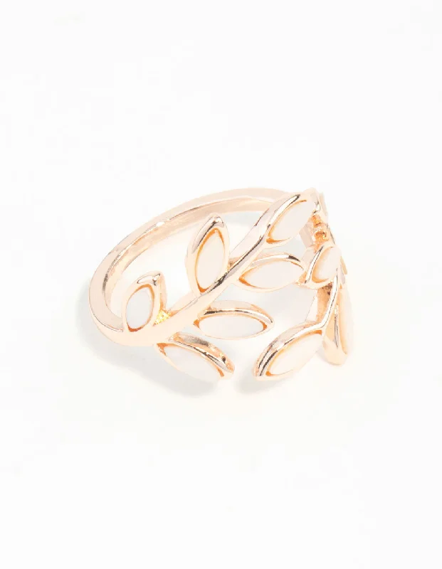 women’s contemporary rings-Rose Gold Pink Enamel Butterfly Ring