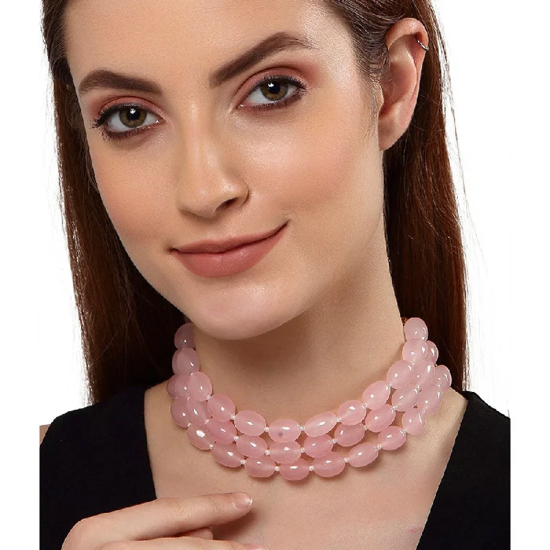 women’s luxury gold necklaces-Shagna Multi Layer Pearls Choker Necklace Set