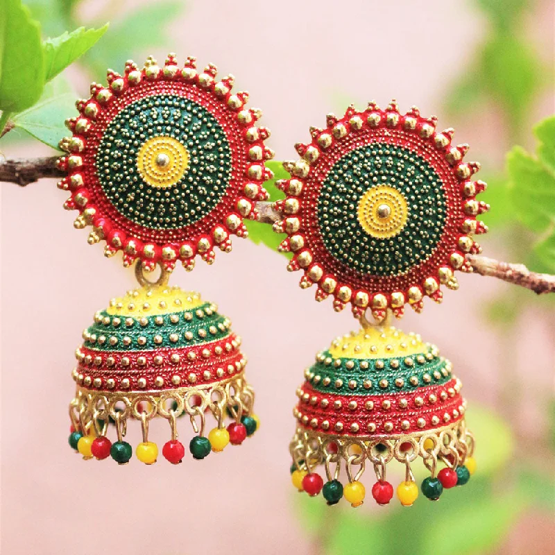 women’s fancy earrings-H K Fashion Gold Plated Jhumki Earrings