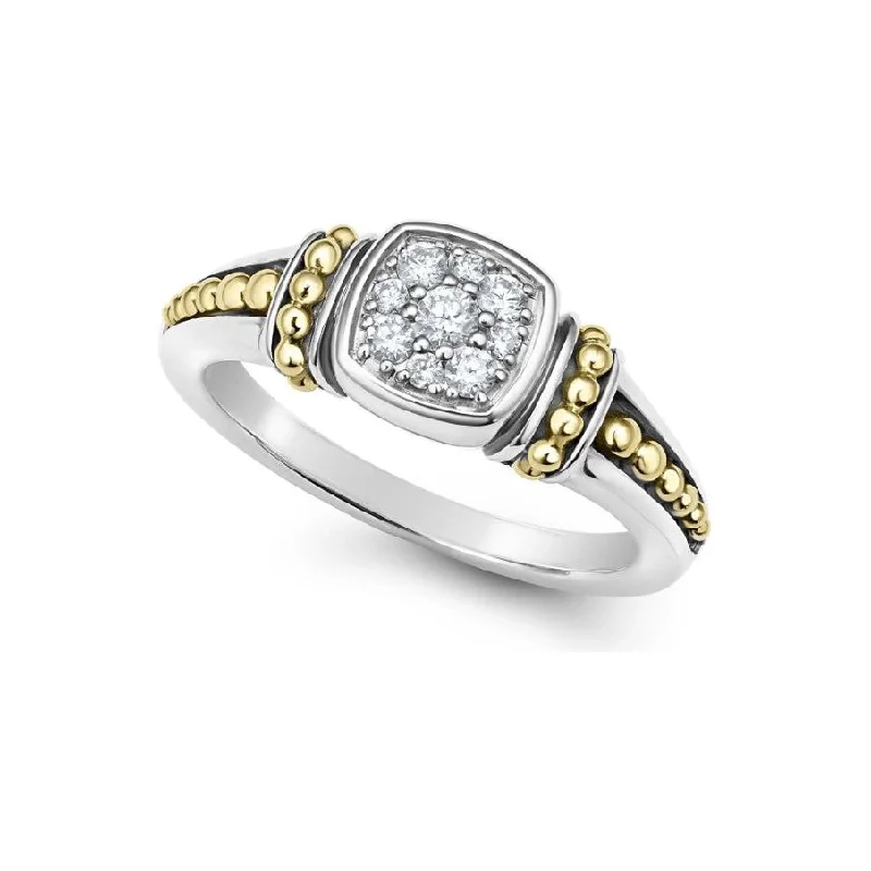 women’s nature inspired engagement rings-Lagos 18k and Sterling Silver Rittenhouse Pavé Diamond Ring