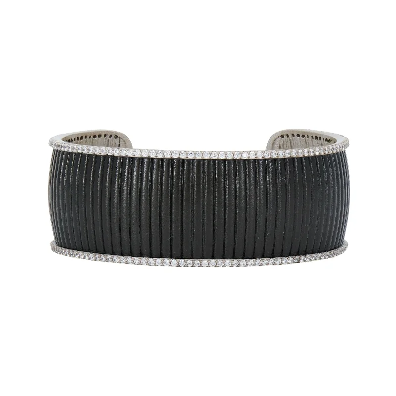 women’s open bangles-Industrial Finish Ribbed Metro Cuff