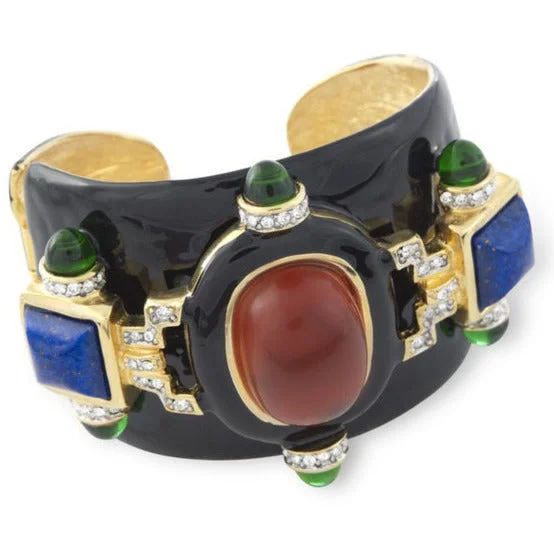 women’s luxury bracelets-Triple Stone Cuff