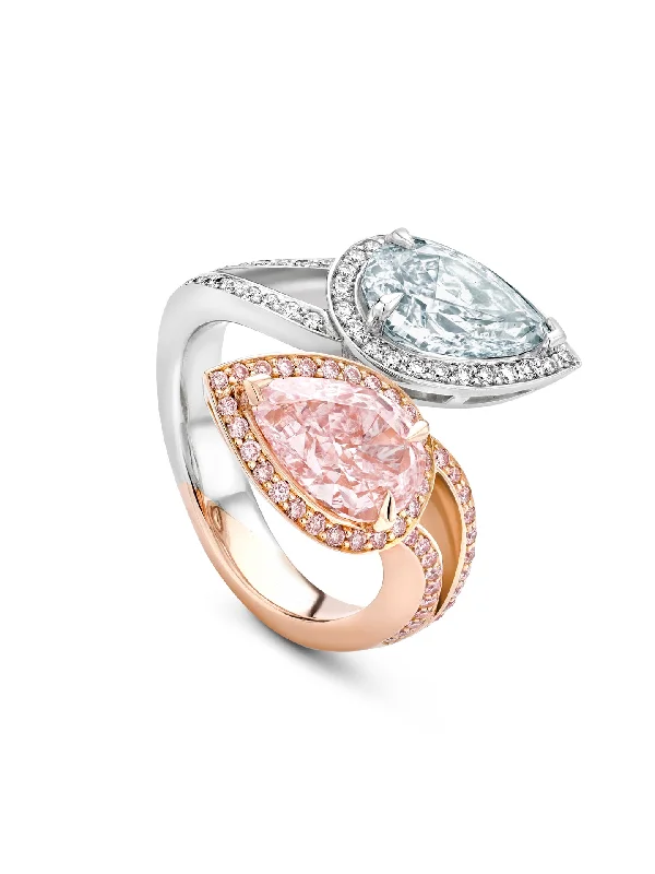 women’s cushion diamond engagement rings-Gemini Pink Diamond Ring